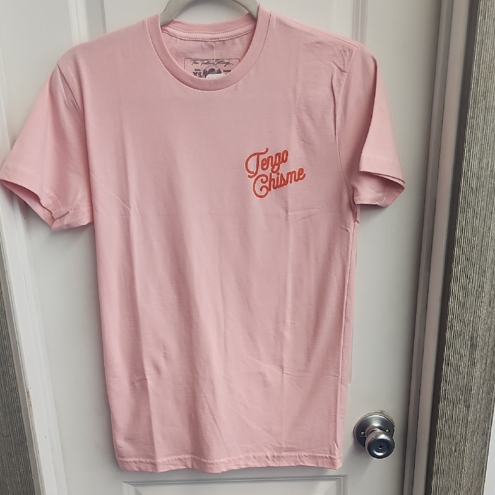 Pink Graphic T-Shirt with Orange Text
